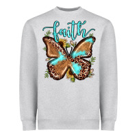 Heather Grey faith leopard butterfly Heavyweight Sweatshirt - JahusDesignShop