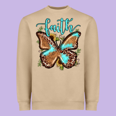 Faith Leopard Butterfly Heavyweight Sweatshirt Designed By Jahusdesignshop