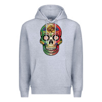 Heather Grey mexican skull Premium Hoodie - JahusDesignShop