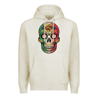 Oatmeal Heather mexican skull Premium Hoodie - JahusDesignShop