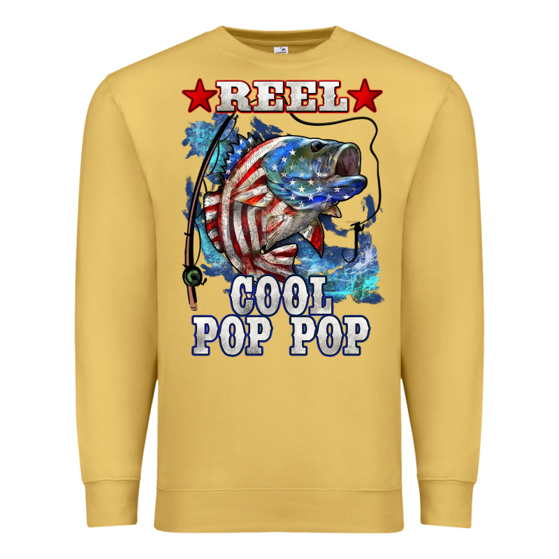 Reel Cool Pop Pop American Flag Bass Premium Sweatshirt by LillyAllenDesigns | Teevron