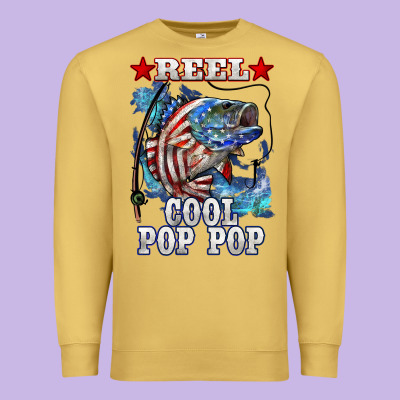 Reel Cool Pop Pop American Flag Bass Premium Sweatshirt Designed By Lillyallendesigns