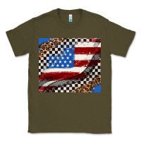 Army Green American flag and race flag Classic Tee - AdoDesignShop
