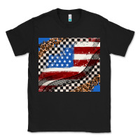 Black American flag and race flag Classic Tee - AdoDesignShop