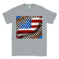 Heather Grey American flag and race flag Classic Tee - AdoDesignShop