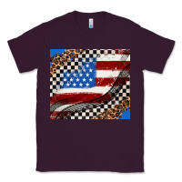 Plum American flag and race flag Classic Tee - AdoDesignShop