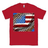 Red American flag and race flag Classic Tee - AdoDesignShop