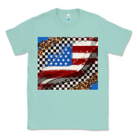 Seafoam American flag and race flag Classic Tee - AdoDesignShop