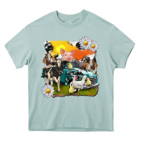 Arona cowhide farm truck with farm animals Heavy Core Tee - texasbilliewilder