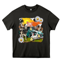 Cowhide Farm Truck With Farm Animals Heavy Core Tee | Teevron