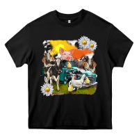 Black cowhide farm truck with farm animals Heavy Core Tee - texasbilliewilder