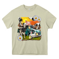 Mossy cowhide farm truck with farm animals Heavy Core Tee - texasbilliewilder