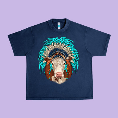 Hereford Indian Headdress Urban Heavy Tee Designed By Jahusdesignshop