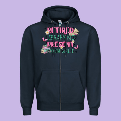 Retired Library Kid Present Bookish Girlie Zipper Hoodie Designed By Maliassmallbusiness