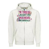 Oatmeal Heather retired library kid present bookish girlie Zipper Hoodie - MaliasSmallBusiness