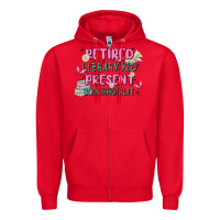 Red retired library kid present bookish girlie Zipper Hoodie - MaliasSmallBusiness