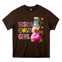Chocolate Brown disco cowgirl Heavy Core Tee - texasbilliewilder