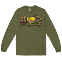 Army Green Peace Love Green Chameleon Lizard Long Sleeve Tee - LillyAllenDesigns