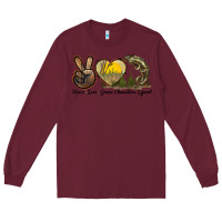 Burgundy Peace Love Green Chameleon Lizard Long Sleeve Tee - LillyAllenDesigns