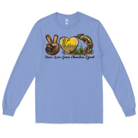 Colony Blue Peace Love Green Chameleon Lizard Long Sleeve Tee - LillyAllenDesigns