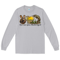 Moon Dust Peace Love Green Chameleon Lizard Long Sleeve Tee - LillyAllenDesigns