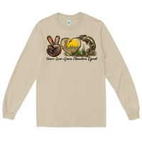 Mushroom Peace Love Green Chameleon Lizard Long Sleeve Tee - LillyAllenDesigns