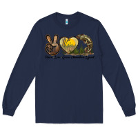 Navy Peace Love Green Chameleon Lizard Long Sleeve Tee - LillyAllenDesigns