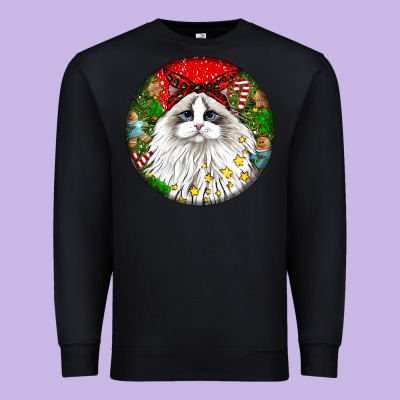 Christmas Ragdoll  Cat Premium Sweatshirt Designed By Lillyallendesigns