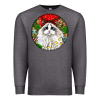 Charcoal Heather christmas ragdoll  cat Premium Sweatshirt - LillyAllenDesigns