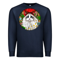 Navy christmas ragdoll  cat Premium Sweatshirt - LillyAllenDesigns
