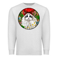 Oatmeal Heather christmas ragdoll  cat Premium Sweatshirt - LillyAllenDesigns