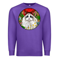 Purple christmas ragdoll  cat Premium Sweatshirt - LillyAllenDesigns