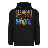 Black Straight Againts Hate Heavyweight Hoodie - BundleAndBundleShop