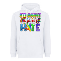 White Straight Againts Hate Heavyweight Hoodie - BundleAndBundleShop