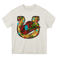 Cream Christmas Horseshoe Heavy Core Tee - RanaPortraitStore