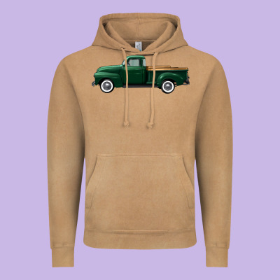 Western Green Truck Right Side View Vintage Hoodie Designed By Fadigitalartstudio