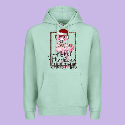 Merry Flock Christmas Flamingo Christmas Premium Hoodie Designed By Bettercallsaul