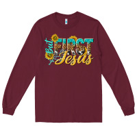 Burgundy but first jesus Long Sleeve Tee - NancyCooperArtShop