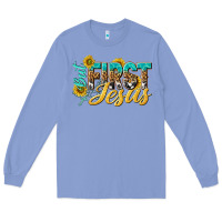 Colony Blue but first jesus Long Sleeve Tee - NancyCooperArtShop