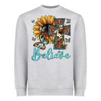 Believe Leopard Cross Sunflower Butterfly Heavyweight Sweatshirt | Teevron