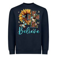Navy believe leopard cross sunflower butterfly Heavyweight Sweatshirt - JahusDesignShop
