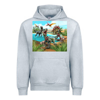 Heather Grey dinosaurs Urban Hoodie - TumblerDesignByShophia