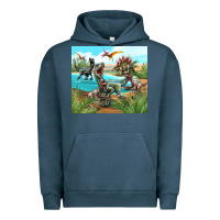 Pigment Midnight Navy dinosaurs Urban Hoodie - TumblerDesignByShophia