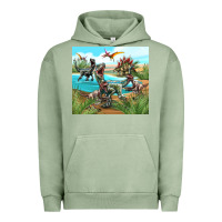 Pigment Oil Green dinosaurs Urban Hoodie - TumblerDesignByShophia