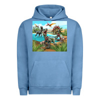Pigment Pebble Blue dinosaurs Urban Hoodie - TumblerDesignByShophia