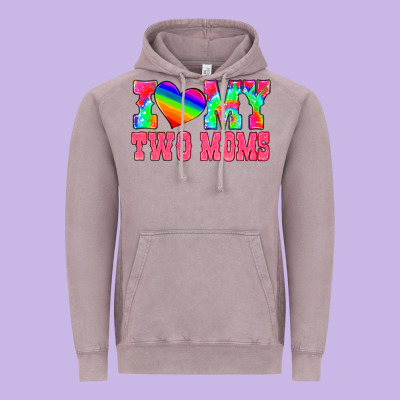 I Love My Two Moms Vintage Hoodie Designed By Hra Design Shop