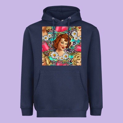 Hairdresser Western Girl And Hair Curler Seamless Pattern Bbs Heavyweight Hoodie Designed By Bundleandbundleshop
