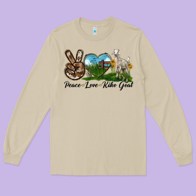 Peace Love Kiko Goat Long Sleeve Tee Designed By Lillyallendesigns