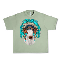 Oil Green calf indian headdress Urban Heavy Tee - JahusDesignShop