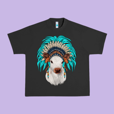 Calf Indian Headdress Urban Heavy Tee Designed By Jahusdesignshop